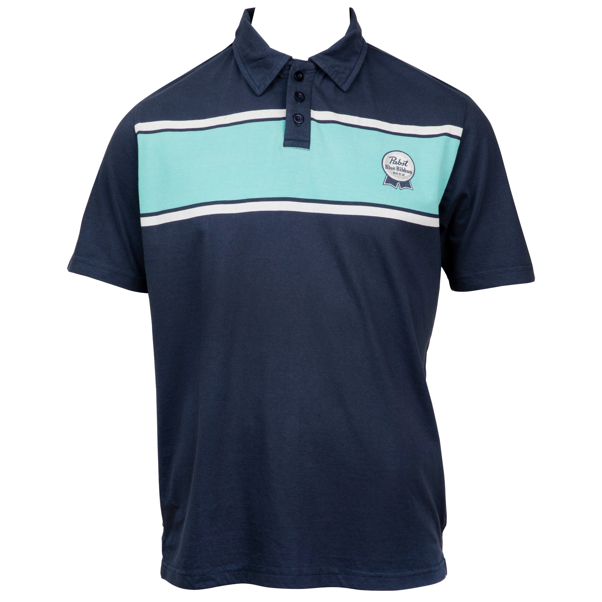 Pabst Blue Ribbon Beer Logo Stripes Polo Shirt